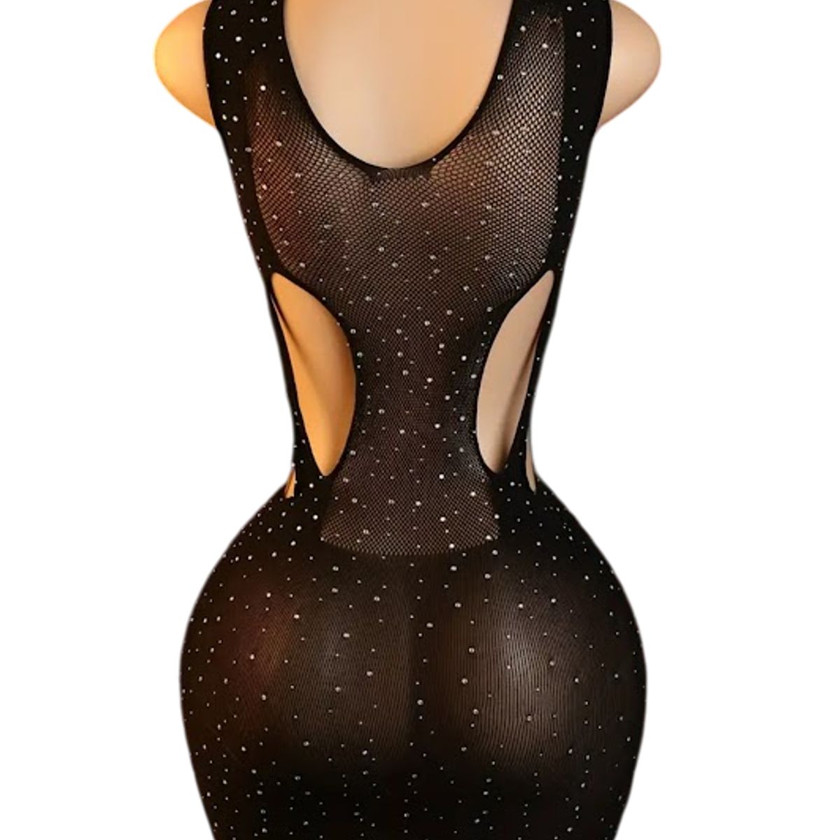 GENERICO - LENCERIA MALLA VESTIDO CORPORAL CATSUIT BRILLOS