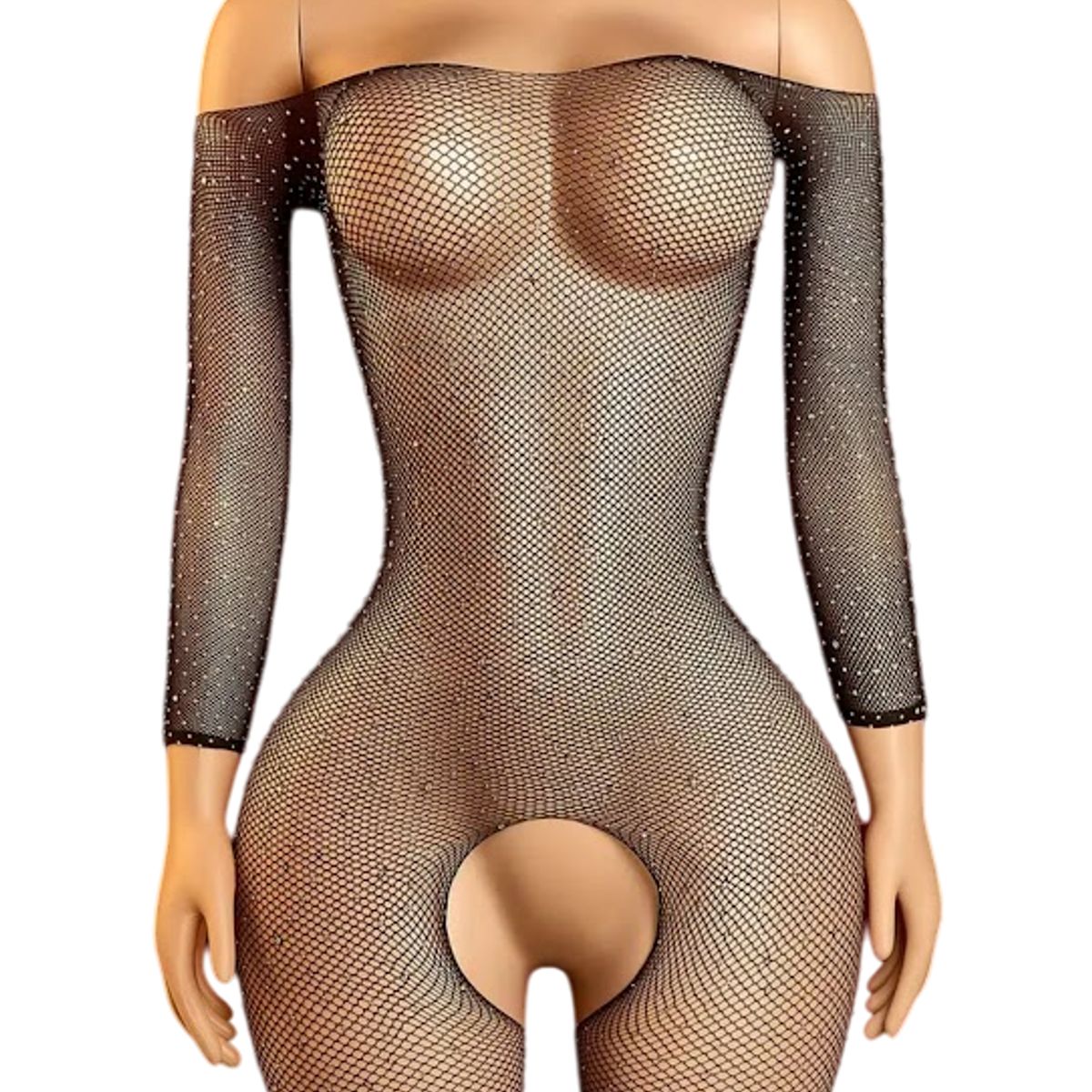 GENERICO - LENCERIA CORPORAL MALLA ENTERIZO CATSUIT BRILLOS