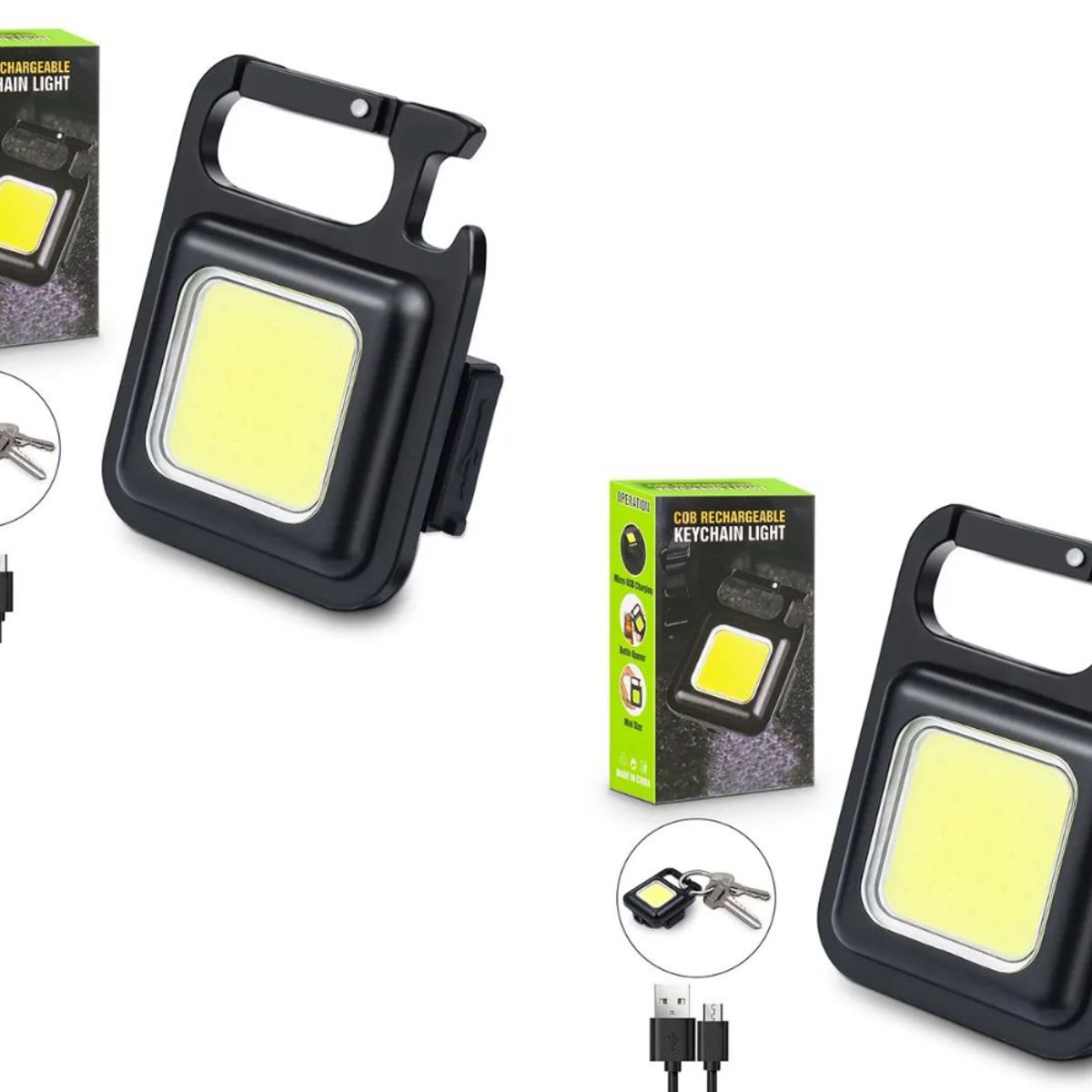 GENERICO - Pack de 2 Linternas Llavero Multifuncional LED Recargable 150 MAH