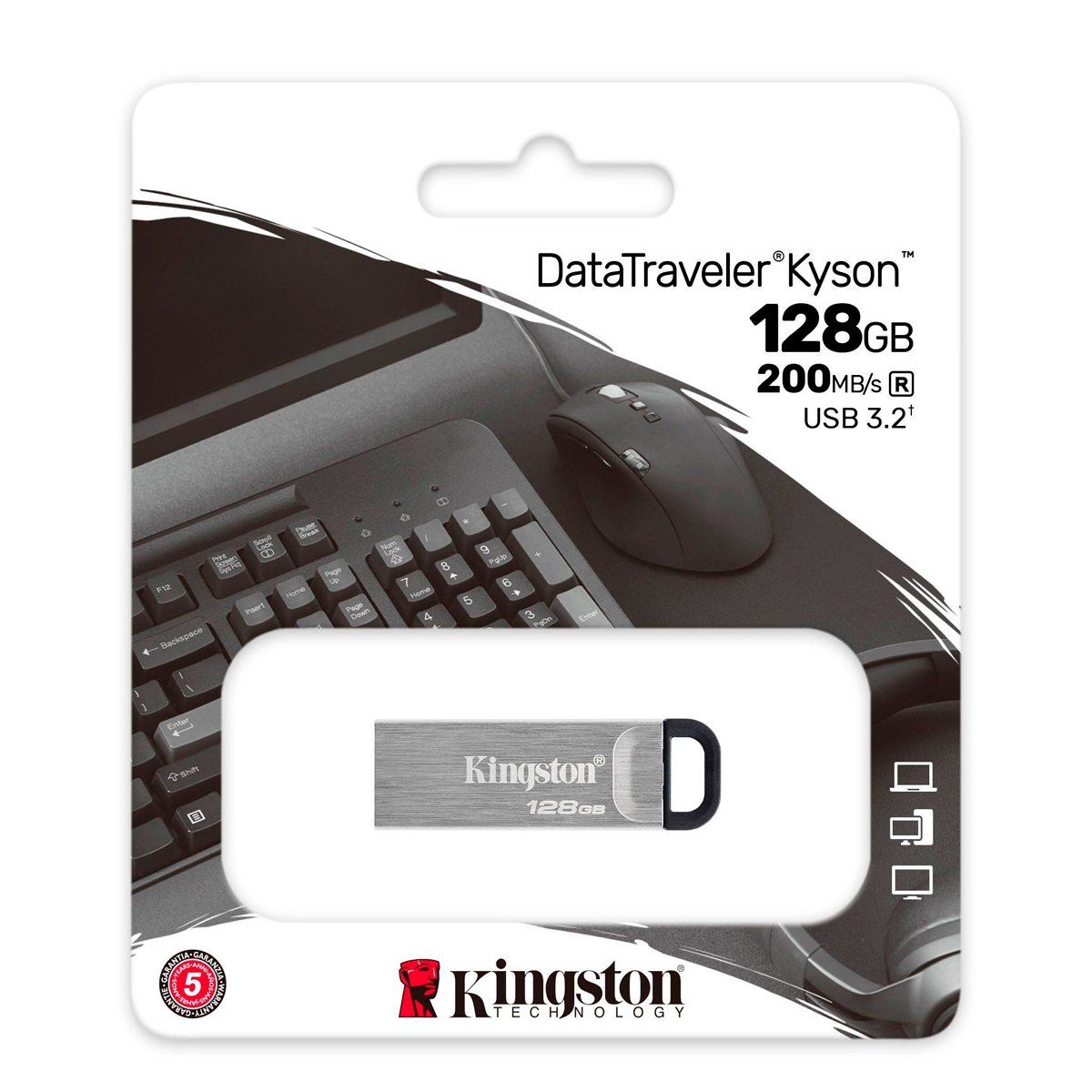 KINGSTON - Memoria USB 32 Kingston 128GB Datatraveler Kyson Metal Plata