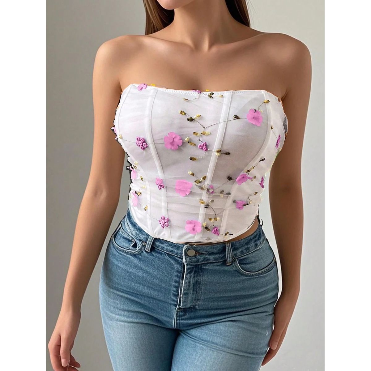 GENERICO - TOP DE LOLITAS CREMA BORDADA  K-POP