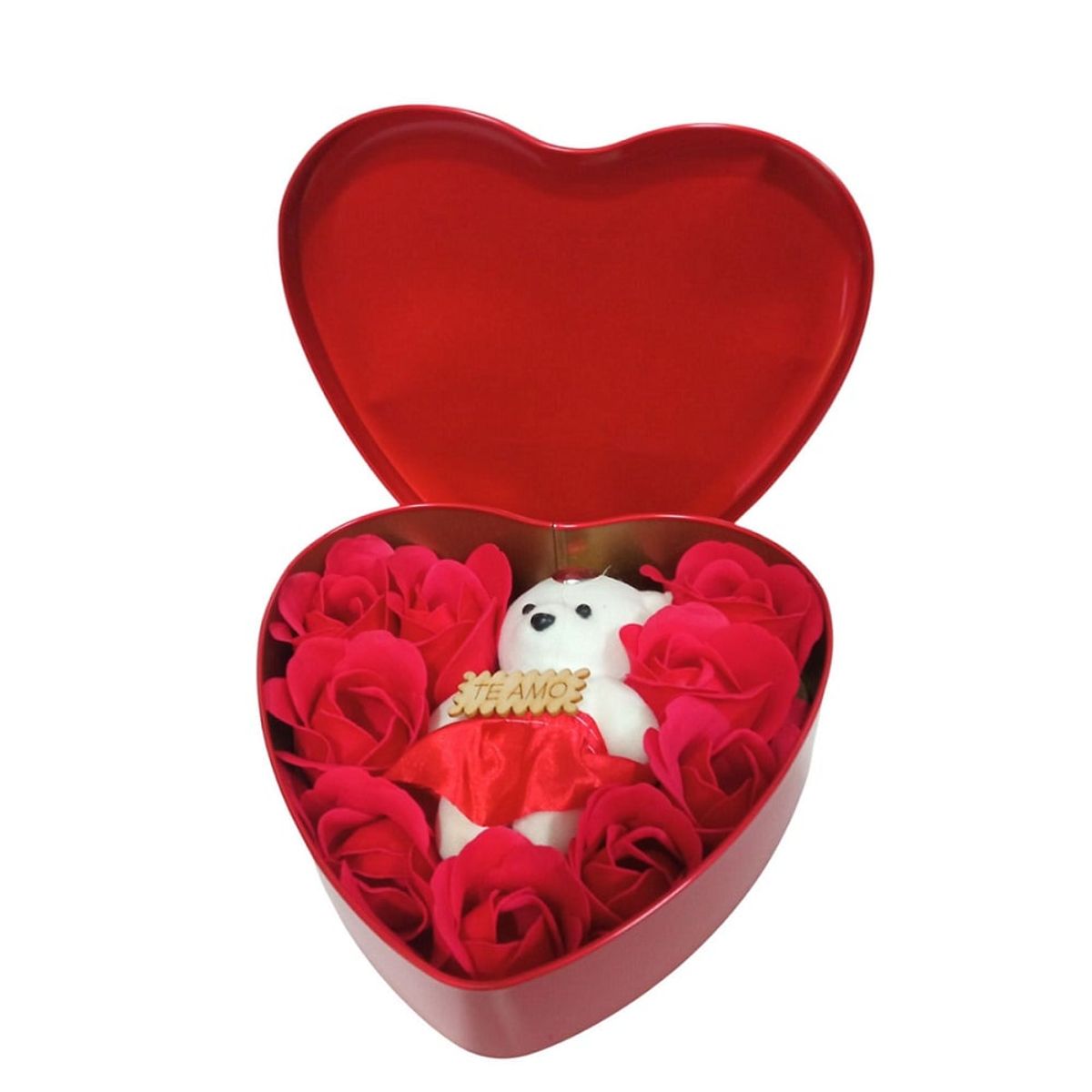 GENERICO - Corazón con rosas y peluche regalo del dia de la madre