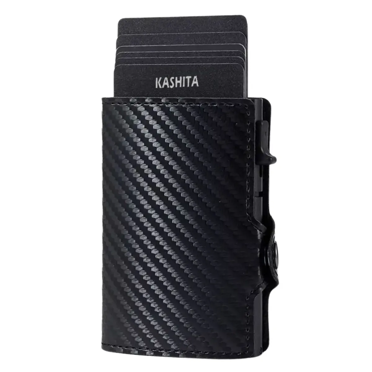 KASHITA - Billetera Tarjetero Smart Carbon Fiber Monedero Bloqueo RFID Anti-Robo