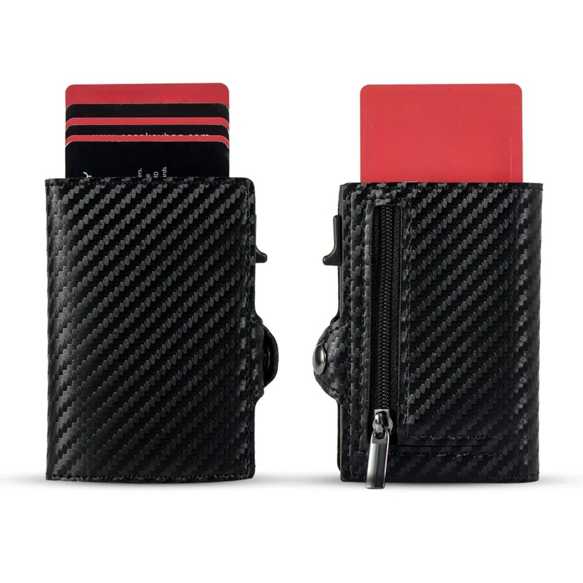 KASHITA - Billetera Tarjetero Smart Carbon Fiber Monedero Bloqueo RFID Anti-Robo