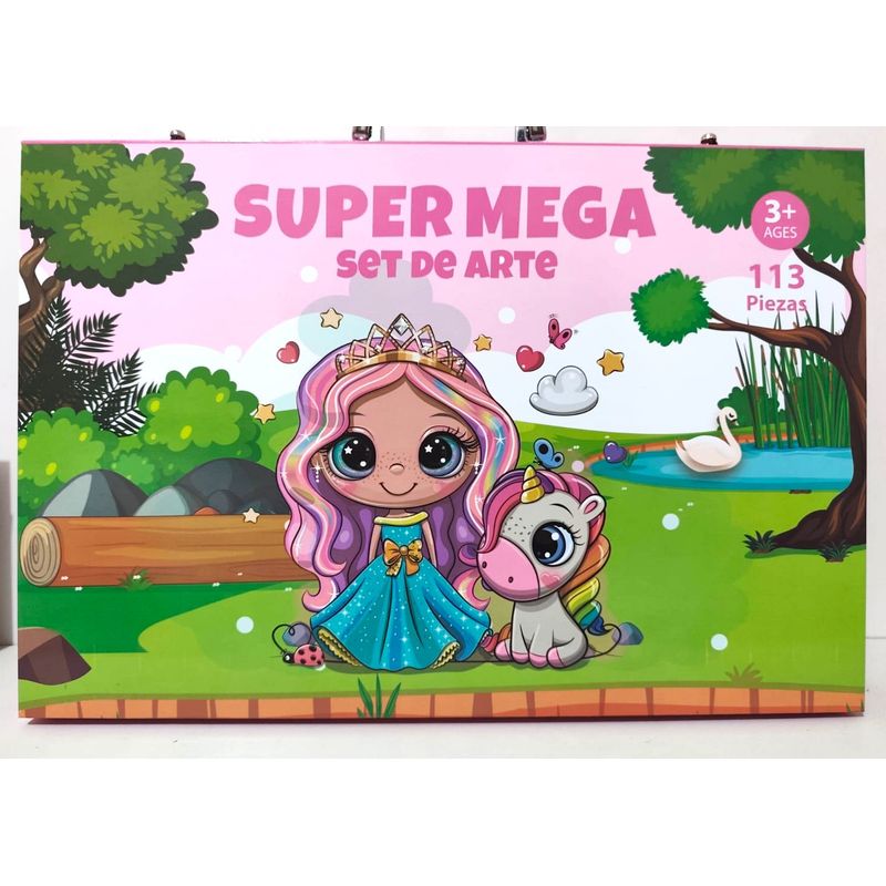 GENERICO - SET DE ARTE 113PCS KIT DE DIBUJO - MALETA PRINCESA