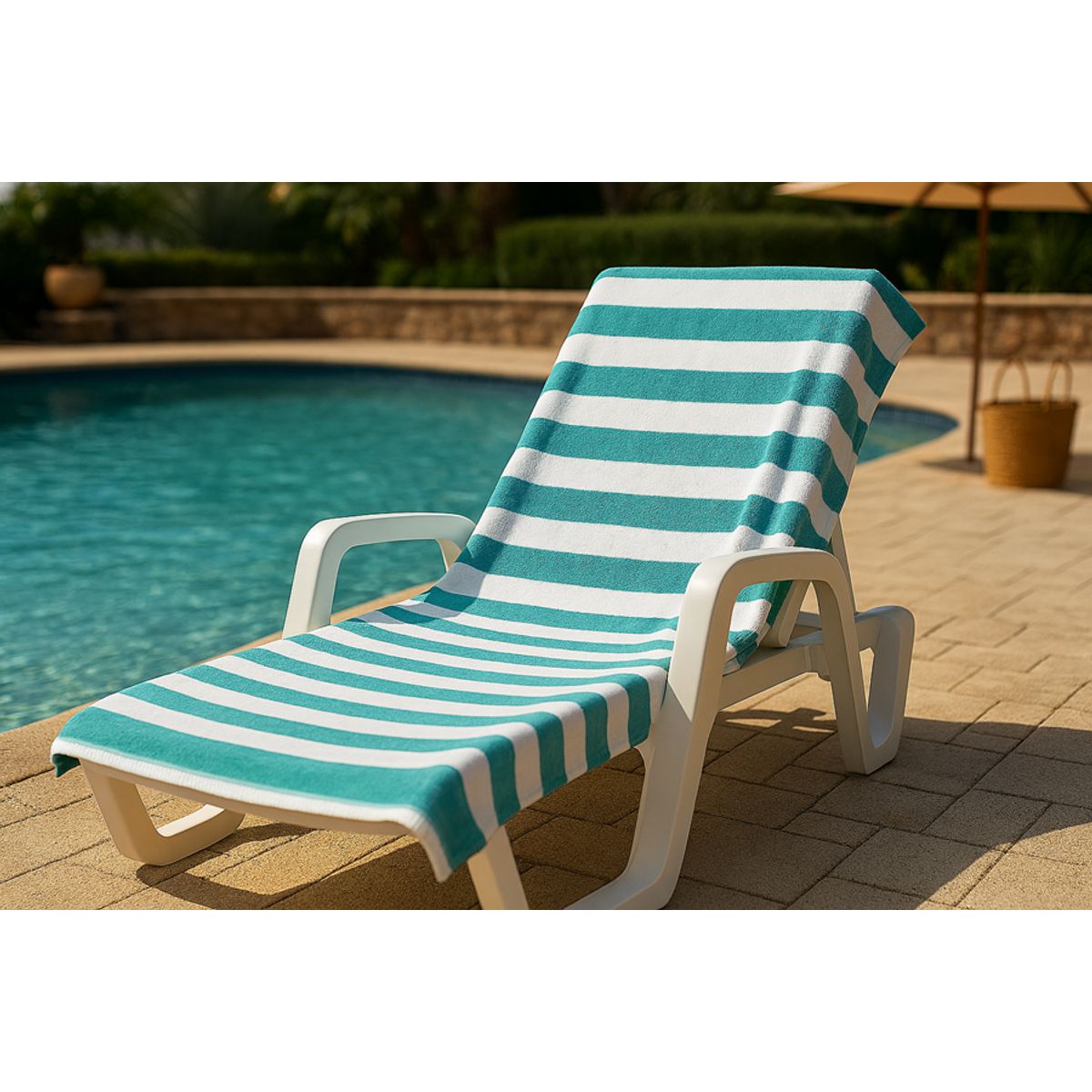 TOALLAS PERU DETALLES Y MAS - Toalla de Playa o Toallón: Verde_T/Blanco_H - 100% Algodón 450 grs/m2