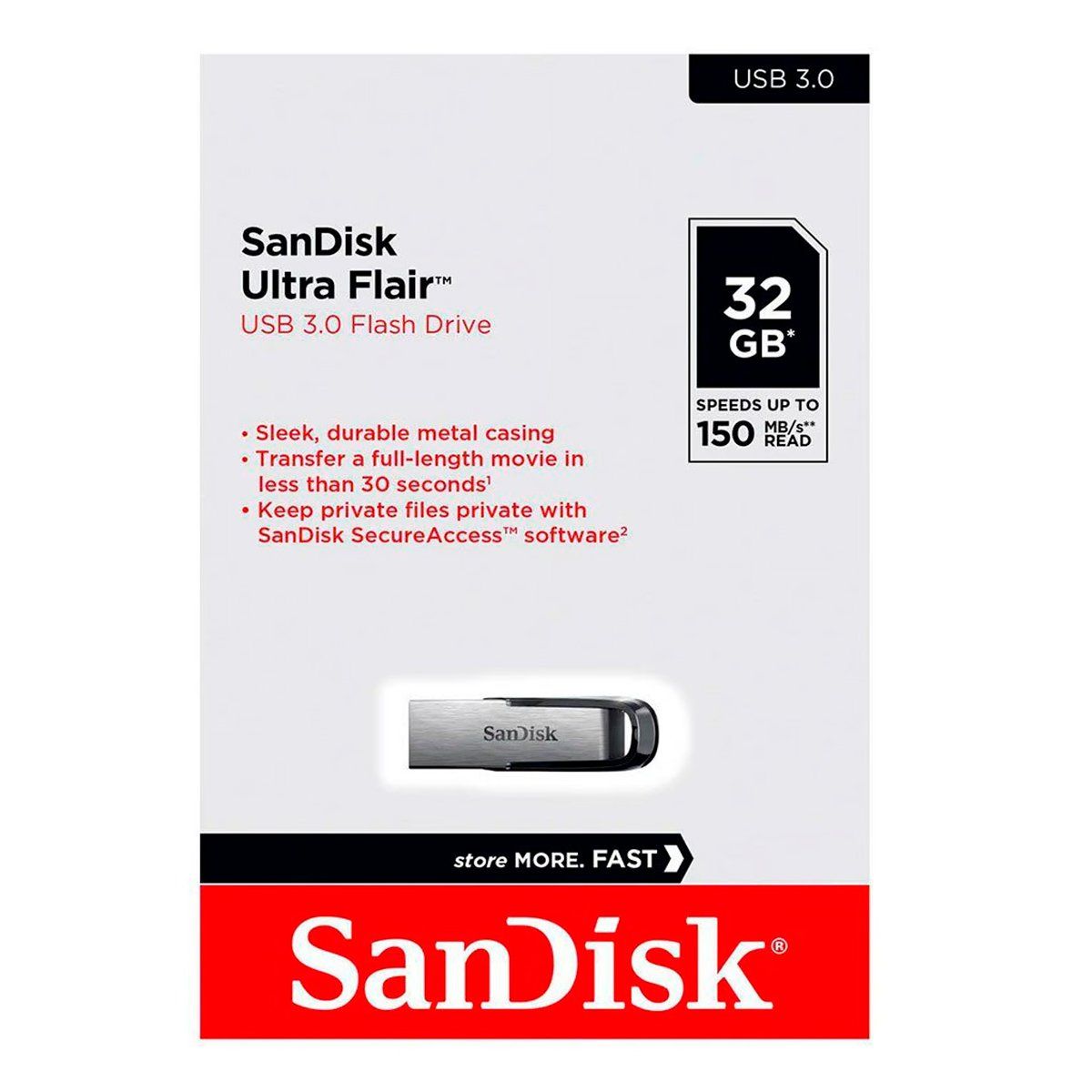SANDISK - Memoria USB Sandisk Ultra Flair 32GB 30 150mbps