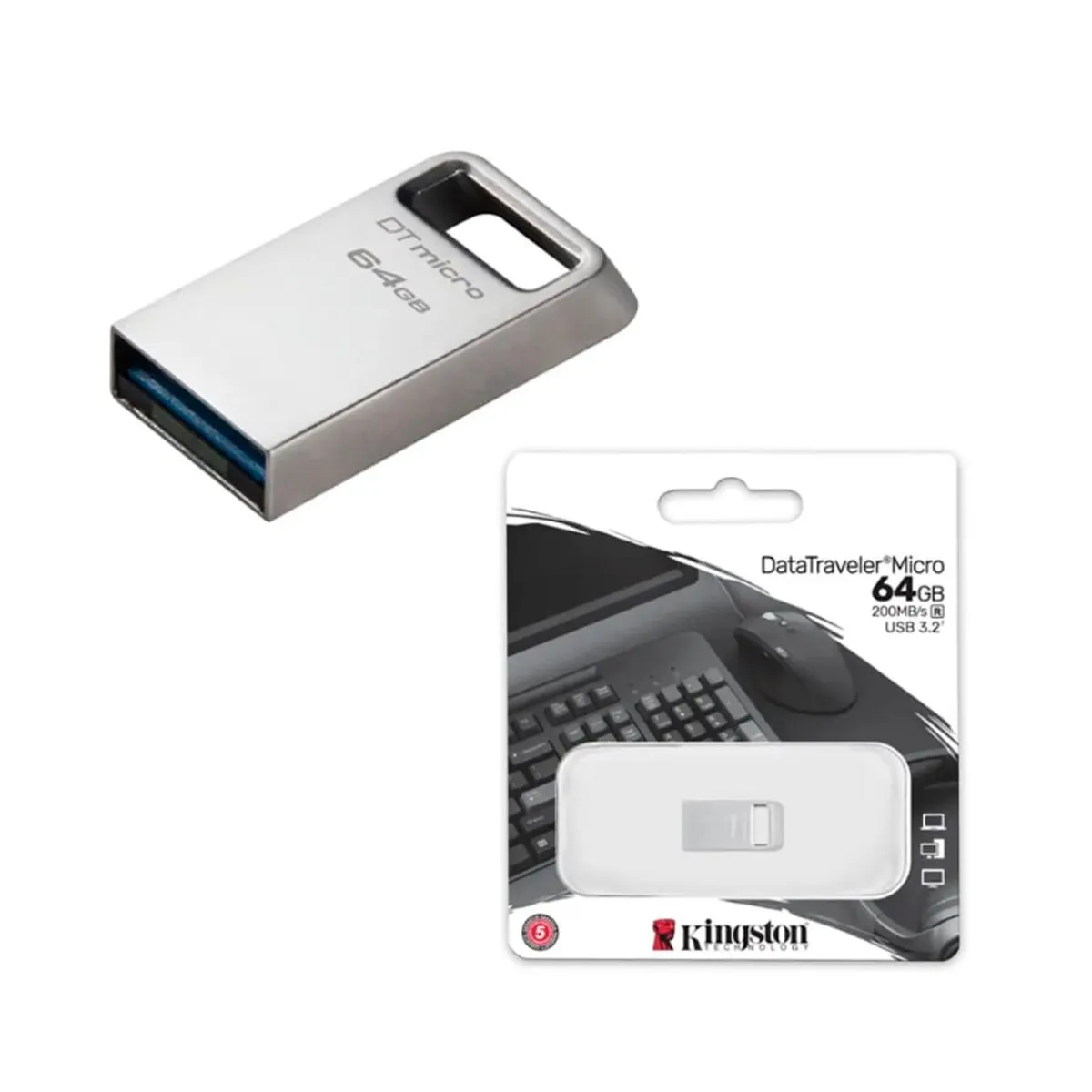 KINGSTON - Memoria USB Kingston Micro 64GB Ultra Pequeño Metal