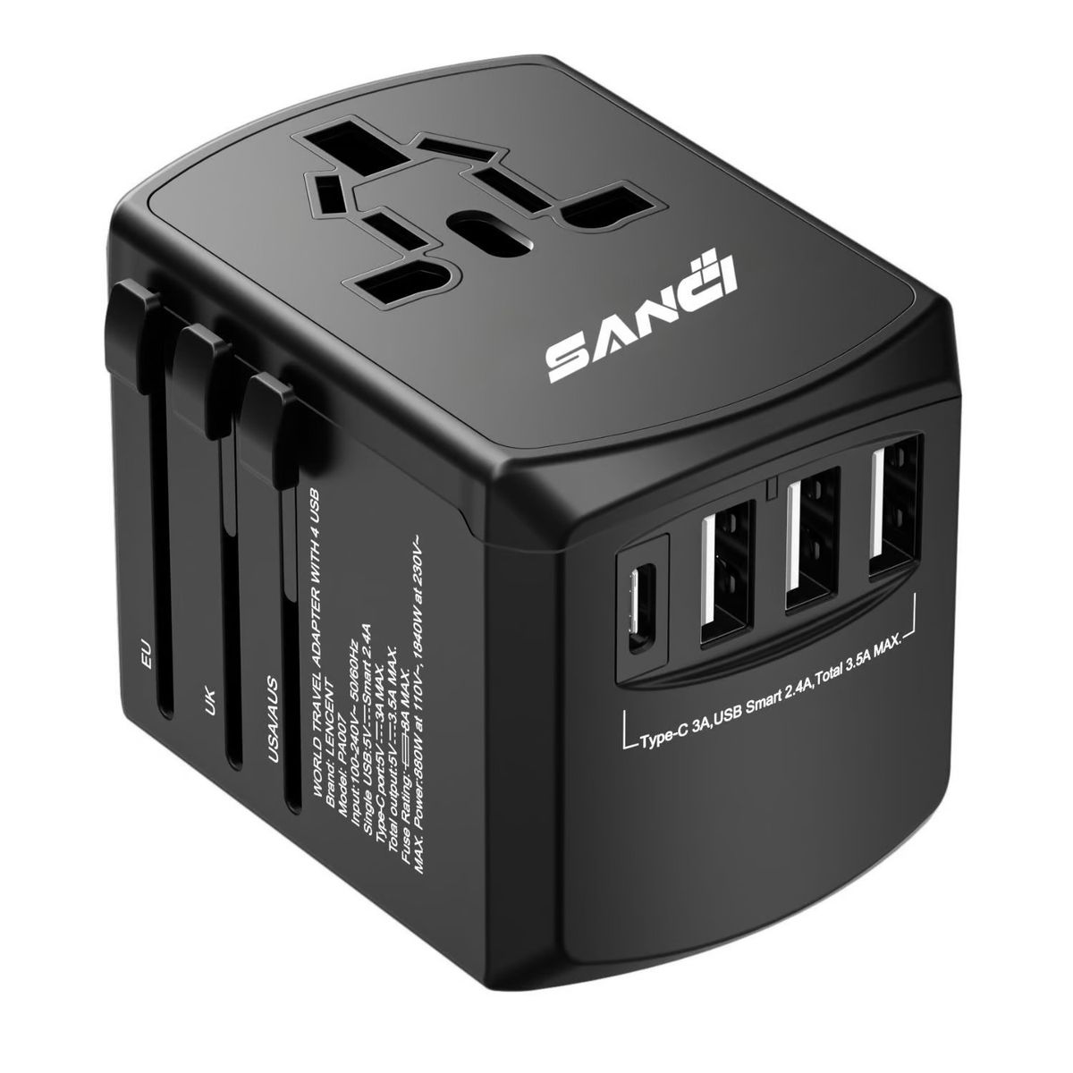 SANC - Adaptador Internacional Enchufe Universal Viajero 200 Paises