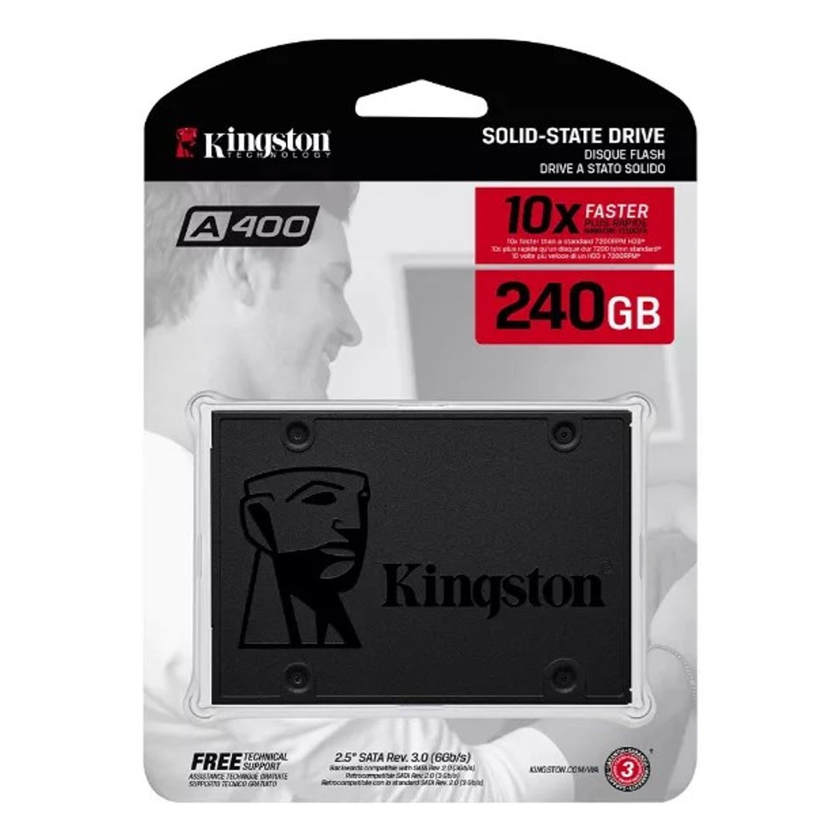KINGSTON - Disco Sólido Kingston A400 240 GB SSD 2.5" SATA