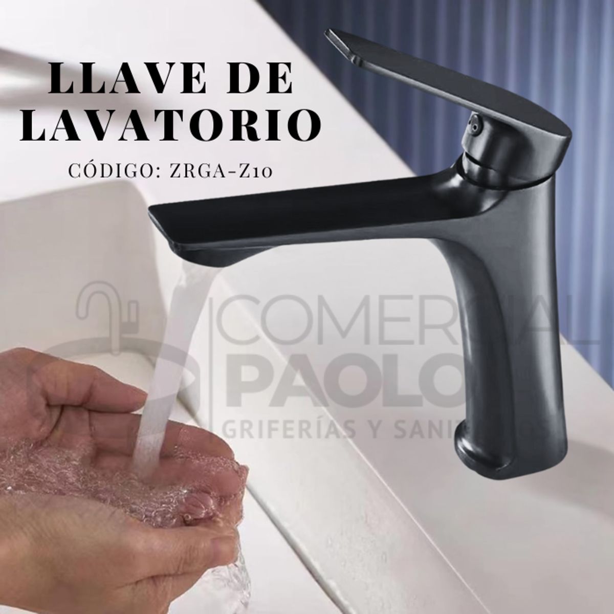 GENERICO - LLAVE DE LAVATORIO MINIMALISTA AL MUEBLE NEGRO ZRGA-Z10 BRATIA
