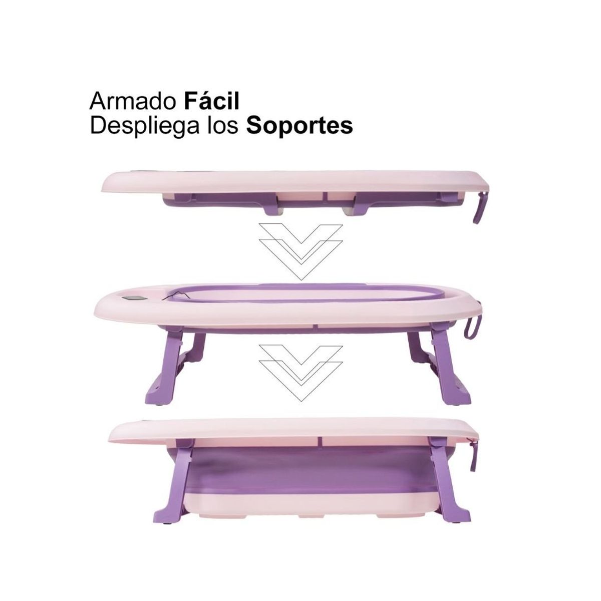 GENERICO - Bañera Plegable Celeste con Termómetro y Ballenita Bebé