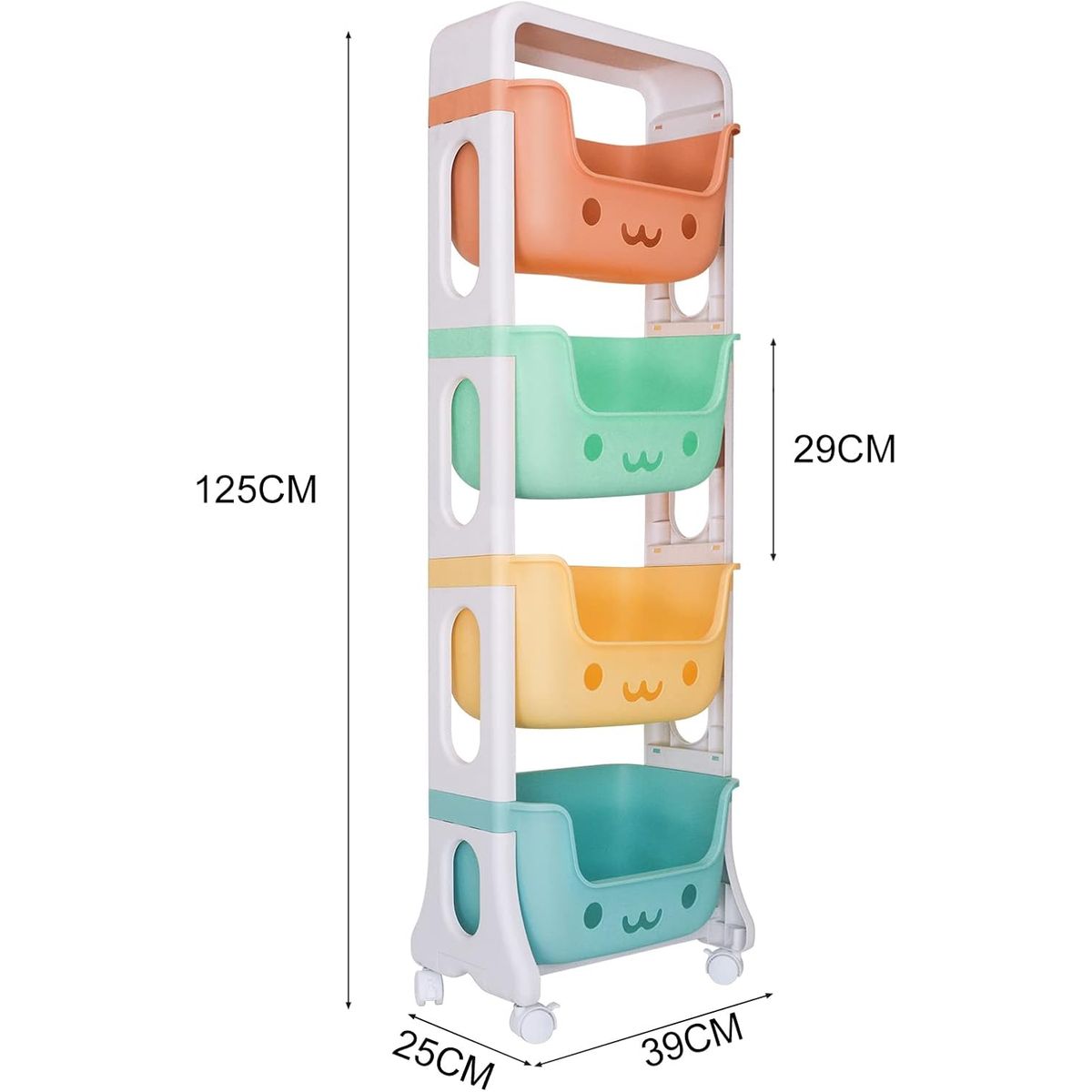 GENERICO - ORGANIZADOR ESTANTE DE JUGUETES MAS ESTABLE INFANTIL MULTIUSOS 4 NIVELES MULTICOLOR