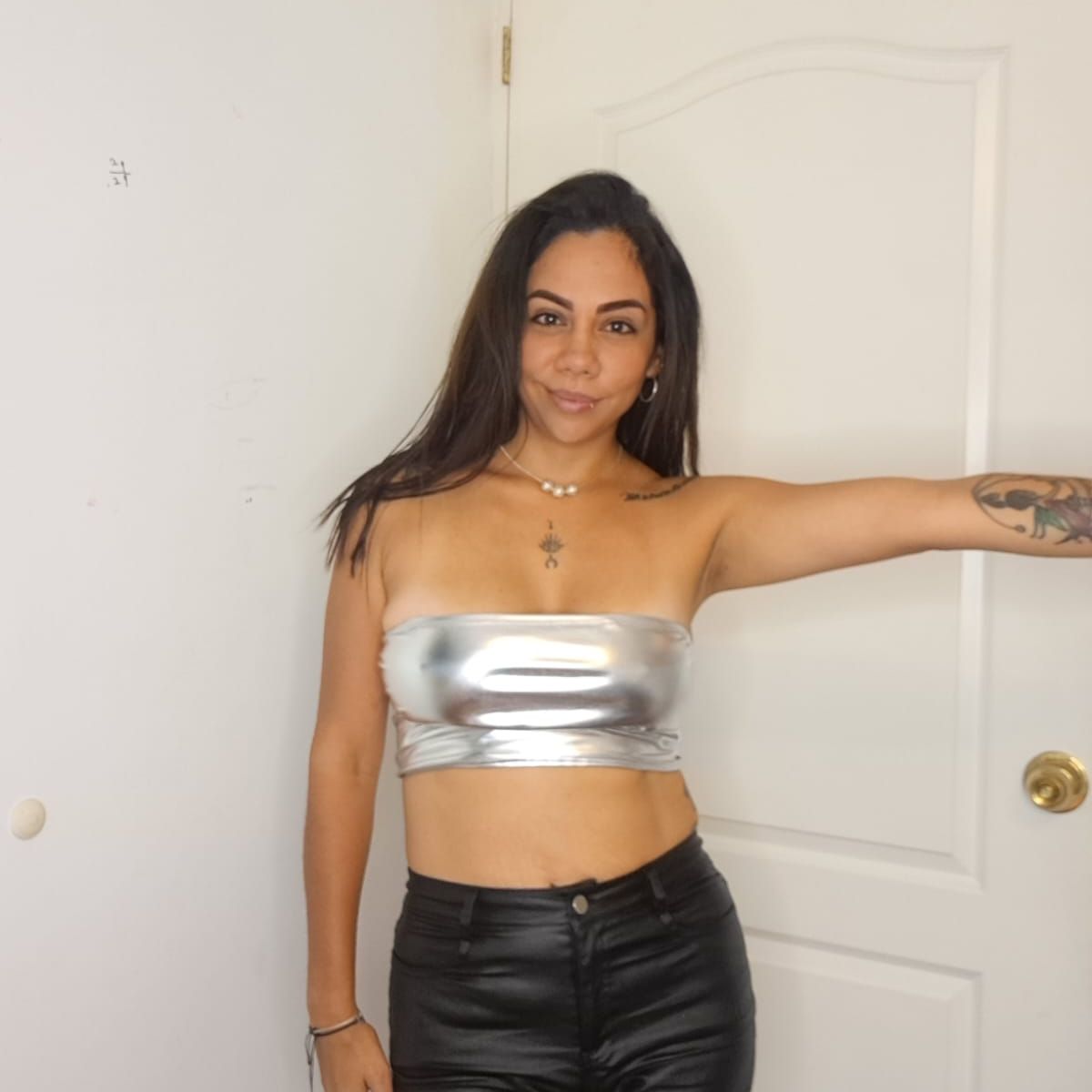 GENERICO - Polo strap negro látex y lycra brasilera