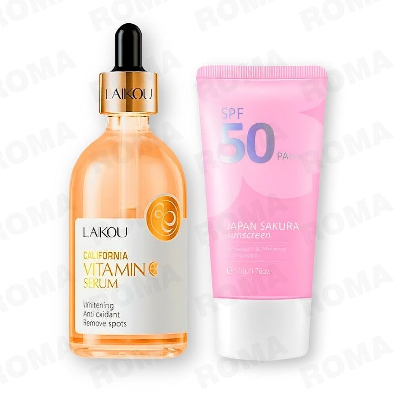 GENERICO - KIT SERUM VITAMINA C Y BLOQUEADOR SPF50 JAPAN SAKURA LAIKOU 50G