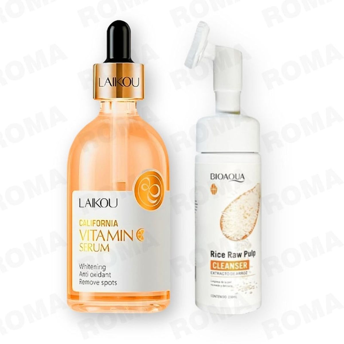 BIOAQUA - KIT SERUM VITAMINA C LAIKOU 100ML  LIMPIADOR FACIAL ARROZ BIOAQUA