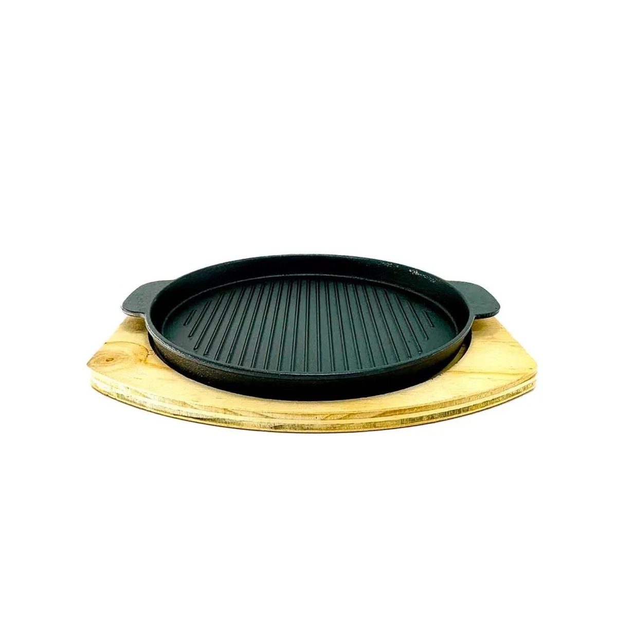 ICHIMATSU - PLANCHA ASADORA DE HIERRO FUNDIDO REDONDA CON BASE DE MADERA ICHIMATSU