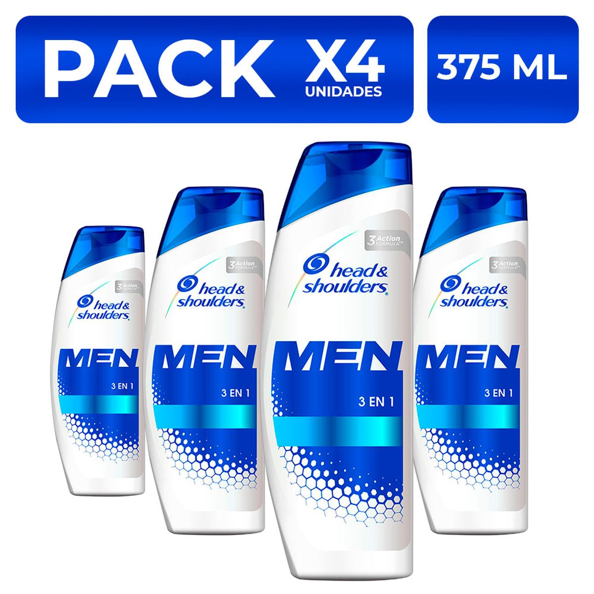 HEAD AND SHOULDERS - PackX4 Shampoo Head&Shoulders Men 3 en 1 375ml