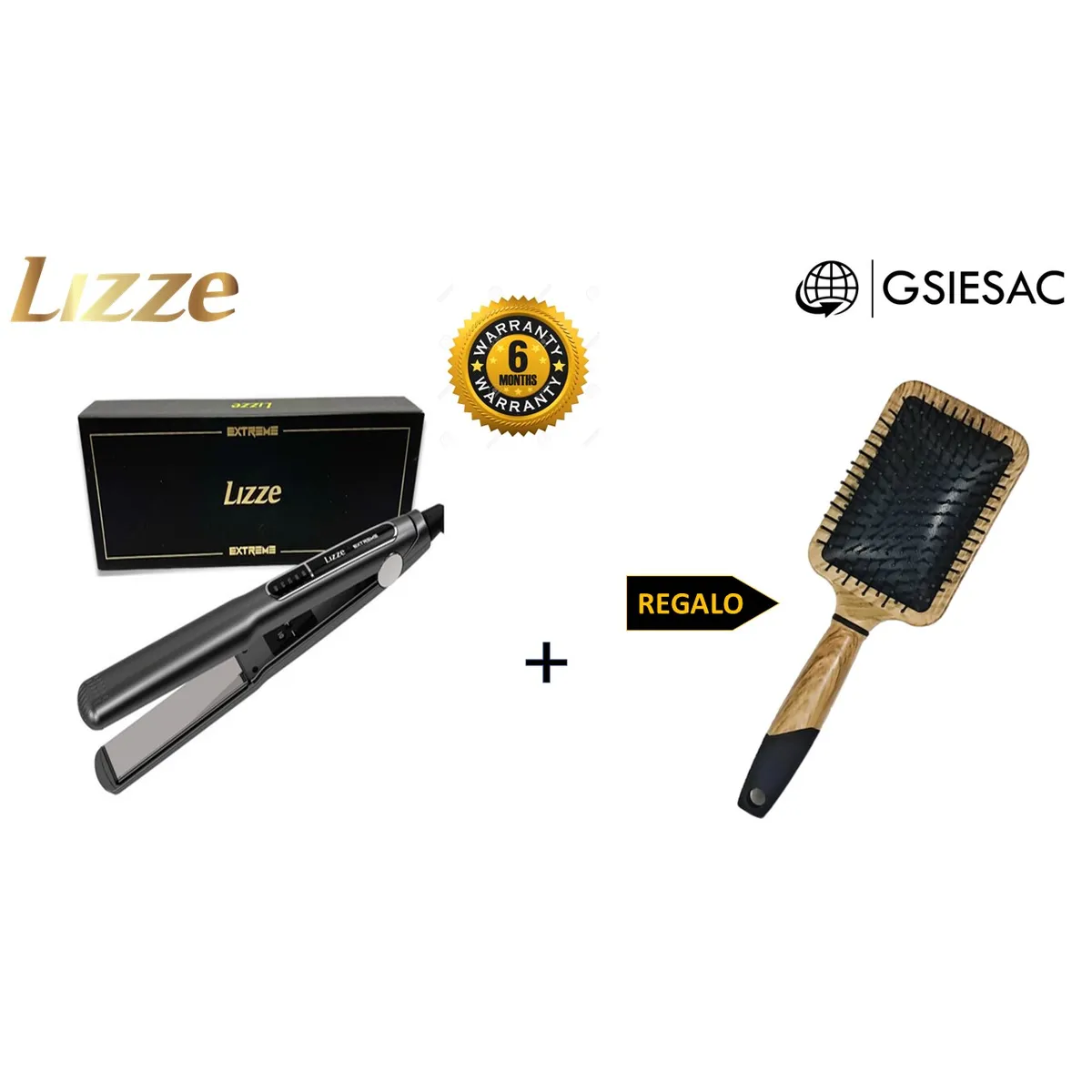 LIZZE - LIZZE PACK PLANCHA DE CABELLO EXTREME + REGALO CEPILLO PALETA NEGRO