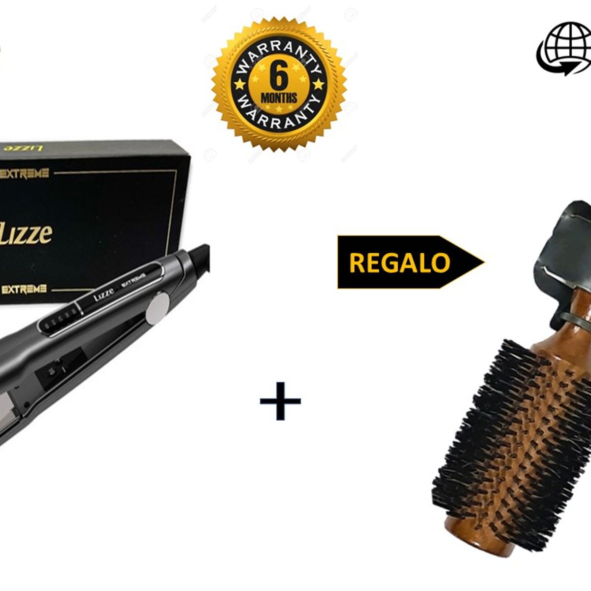LIZZE - LIZZE PACK PLANCHA DE CABELLO EXTREME + REGALO CEPILLO PENACHO MARRON