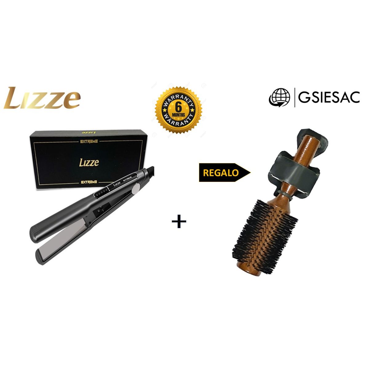 LIZZE - LIZZE PACK PLANCHA DE CABELLO EXTREME + REGALO CEPILLO PENACHO MARRON