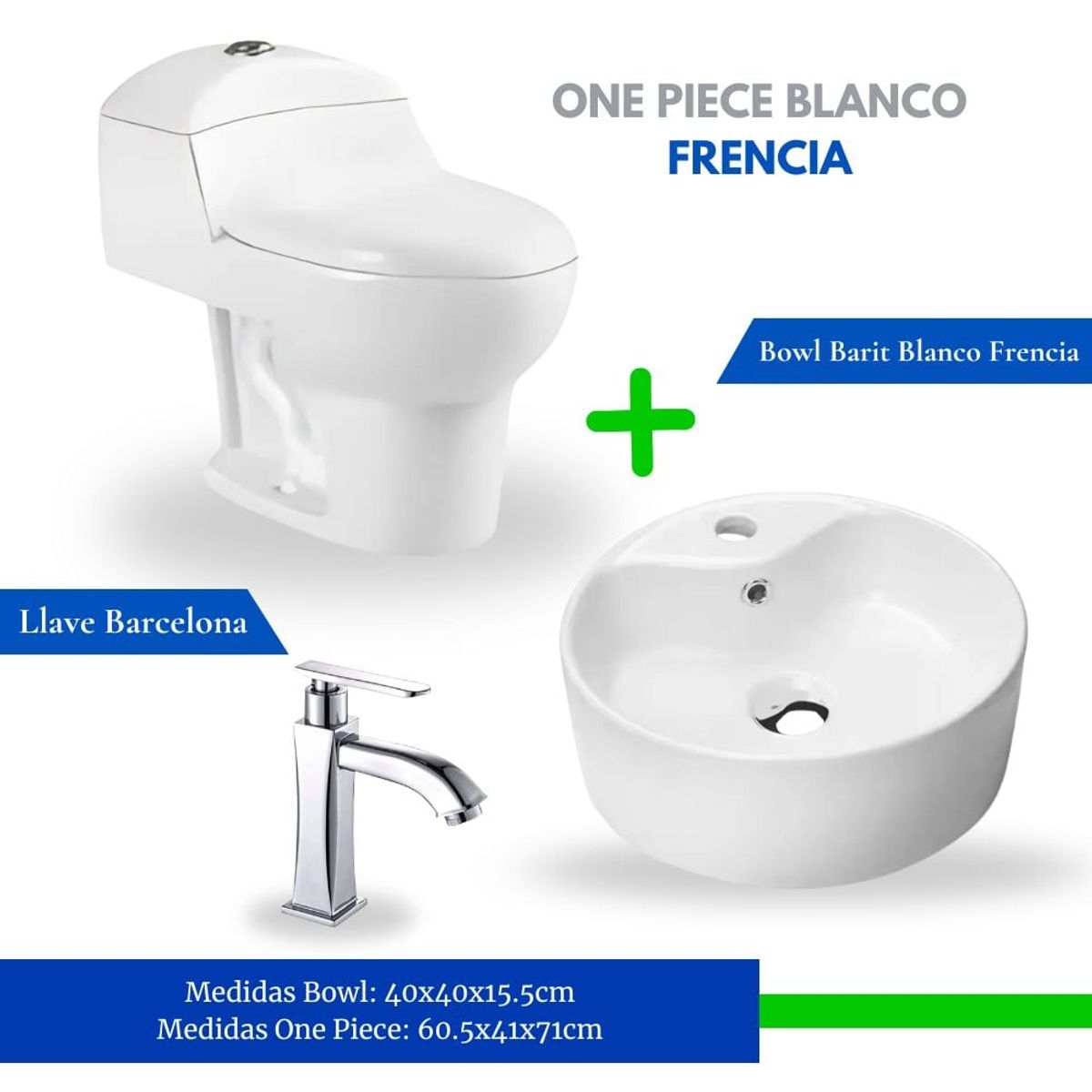 EJESA CREA TU ESPACIO IDEAL - Combo One Piece Blanco + Bowl Barit + Llave Barcelona