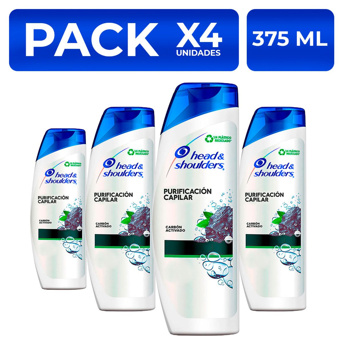 HEAD AND SHOULDERS - PackX4 Shampoo Head&Shoulders Carbón Activado 375ml