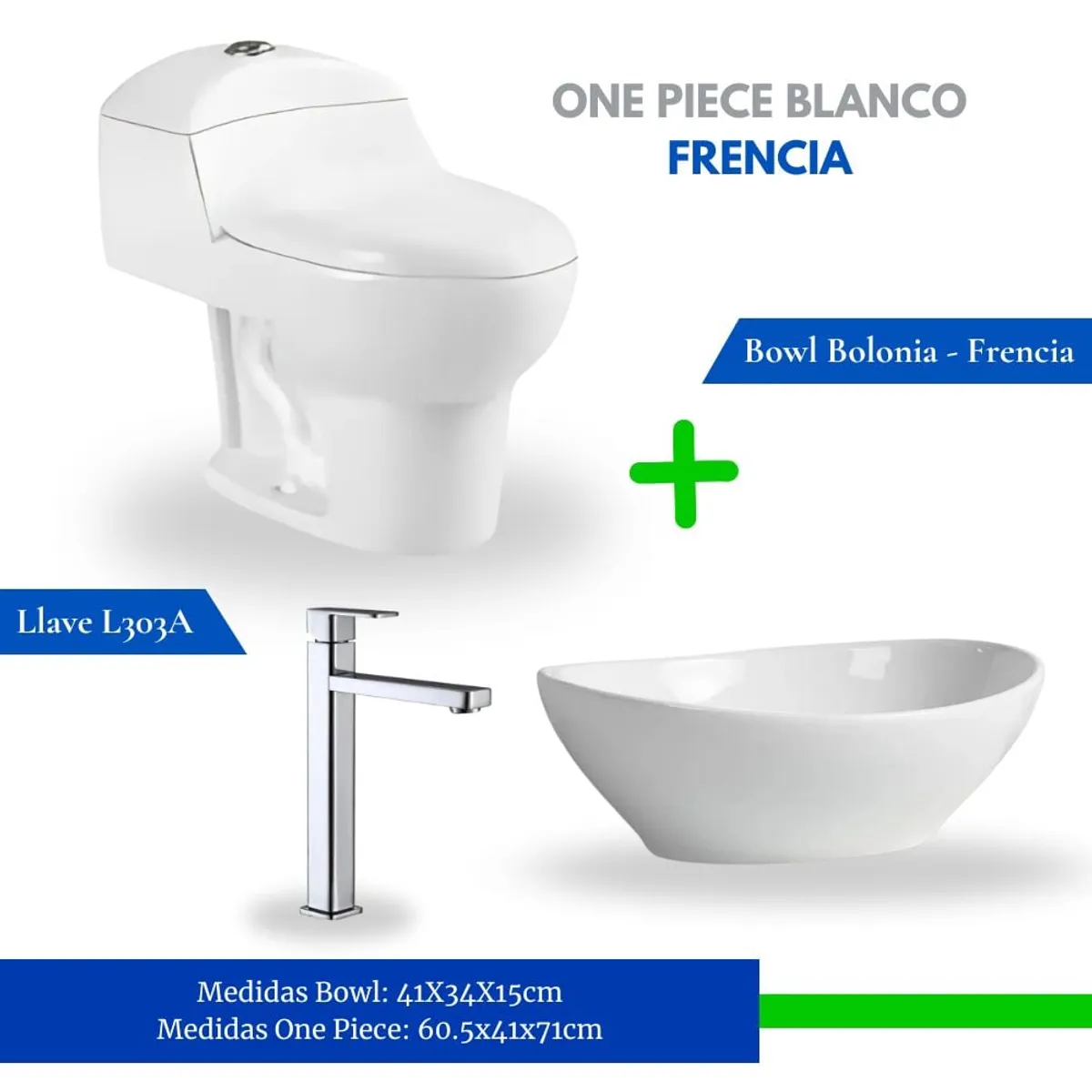 EJESA CREA TU ESPACIO IDEAL - Combo One Piece Blanco + Bowl Bolonia + Llave L3030A