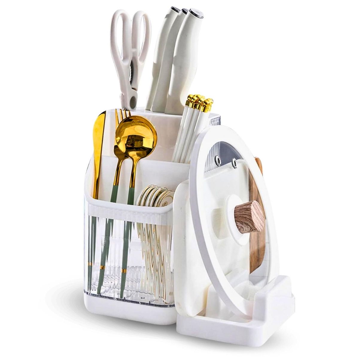 MINARI - Organizador Escurridor Porta Cubiertos Cuchillos Tablas y Tapas BL E05