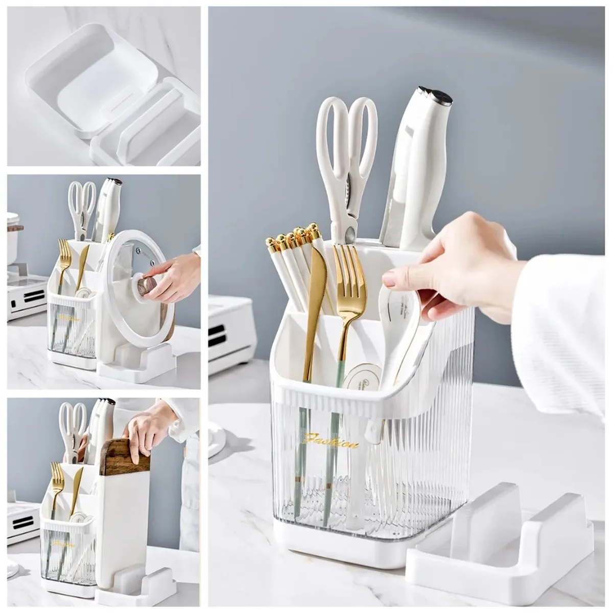 MINARI - Organizador Escurridor Porta Cubiertos Cuchillos Tablas y Tapas BL E05