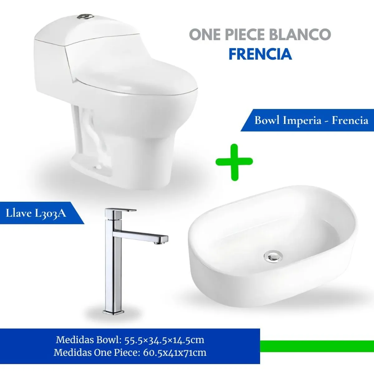 EJESA CREA TU ESPACIO IDEAL - Combo One Piece Blanco + Bowl Imperia + Llave L3030A