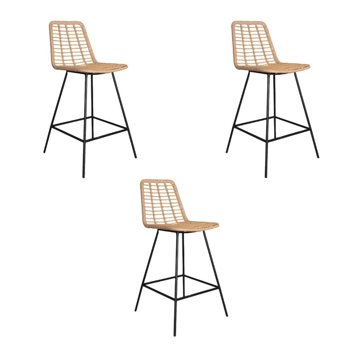 NIHM - Set x3 Silla Bar Mingo Rattan Natural 65 cm