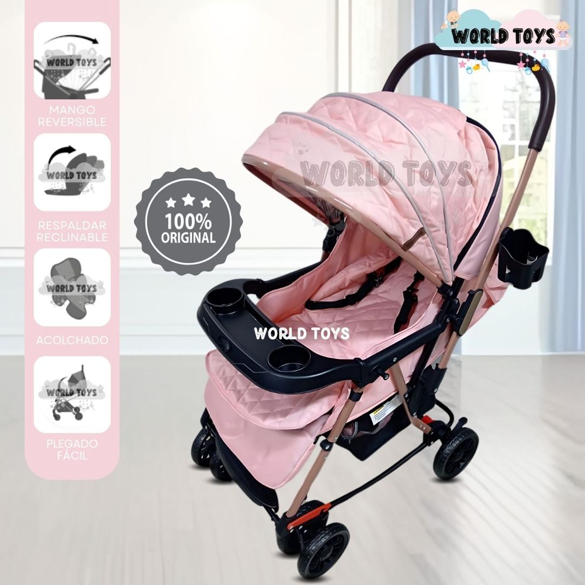 EBABY - Coche Mecedora de Lujo «SEULGI» Pink