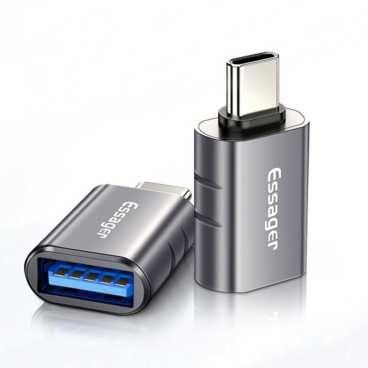 ESSAGER - Pack x 2 Adaptador OTG USB 3.0 Hembra a USB Tipo C Macho Essager