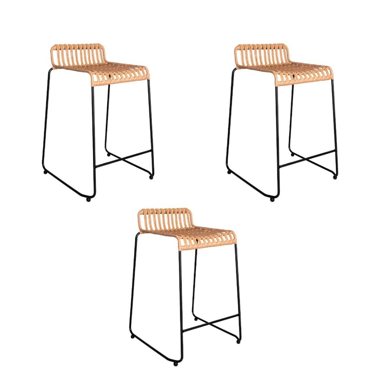 NIHM - Set x3 Silla Bar Olive Rattan Natural 75 cm