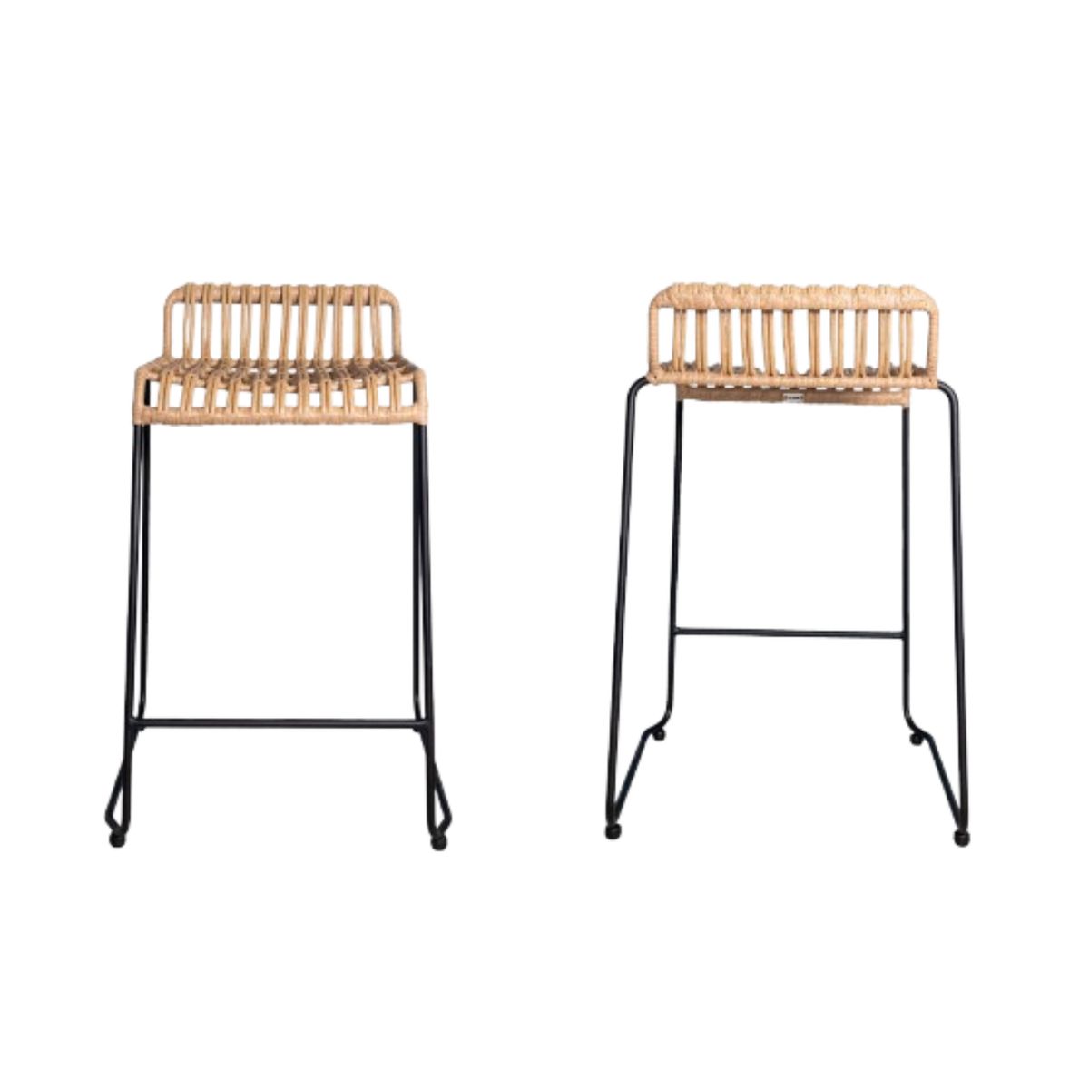 NIHM - Set x3 Silla Bar Olive Rattan Natural 75 cm