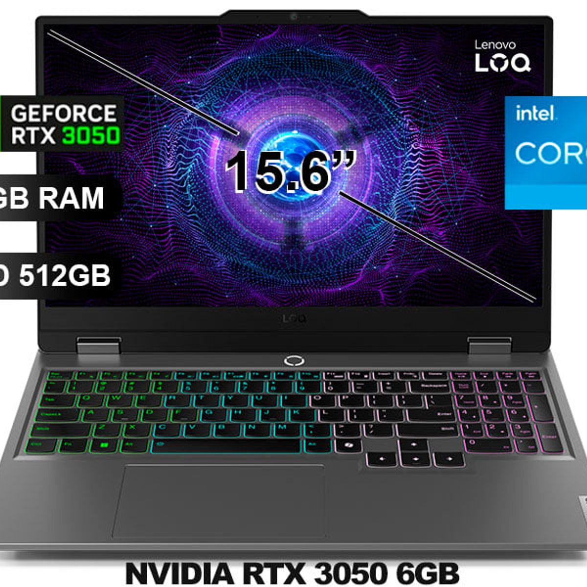 LENOVO - Laptop LENOVO LOQ 15IAX9 I5-12450HX RTX305 12GB RAM 512GB SSD 156 SIN WINDOWS 83GS00JULM