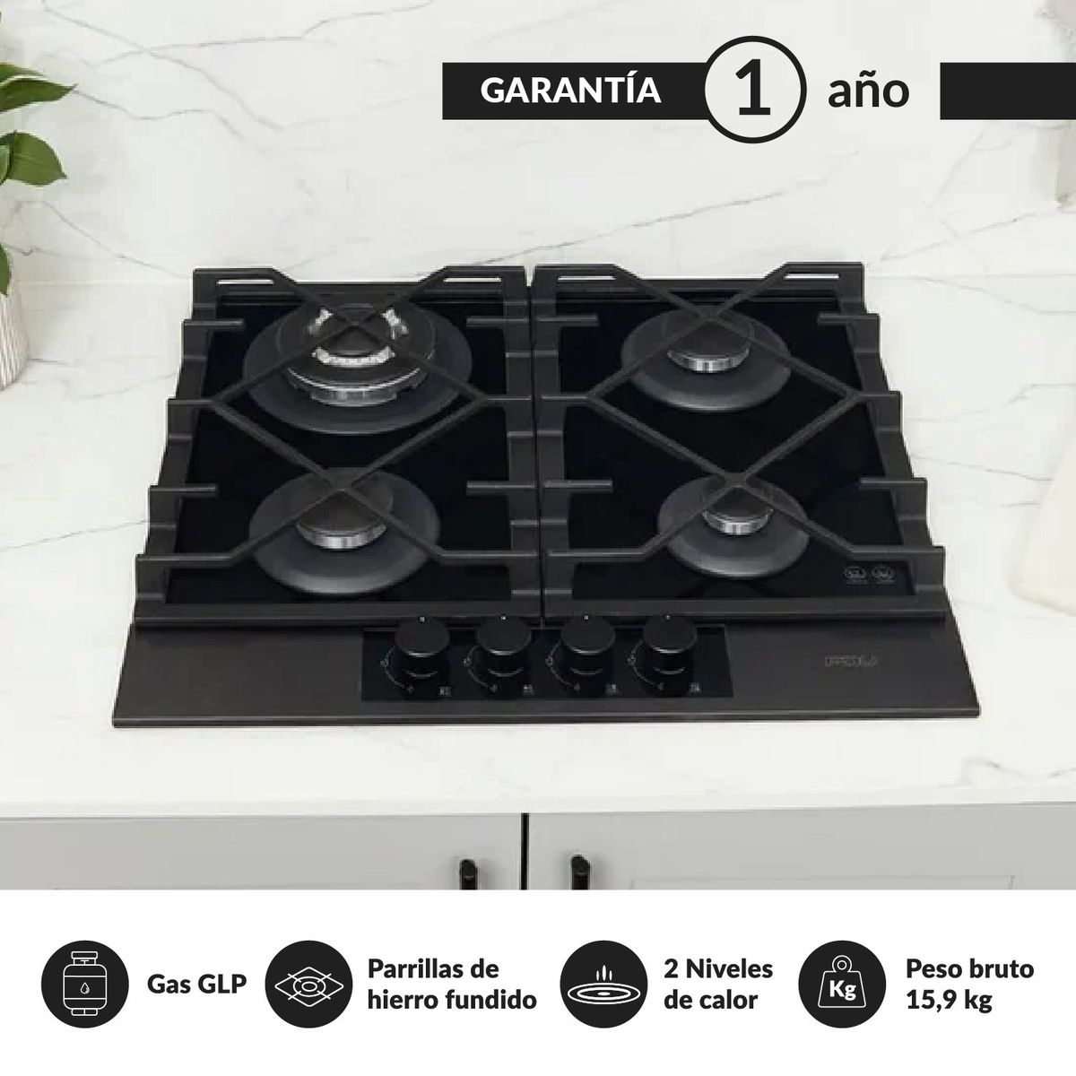 FDV - Tricombo Campana Smart Pro 60 + Encimera Signature 60 GLP + Horno Black 70 L GLP FDV