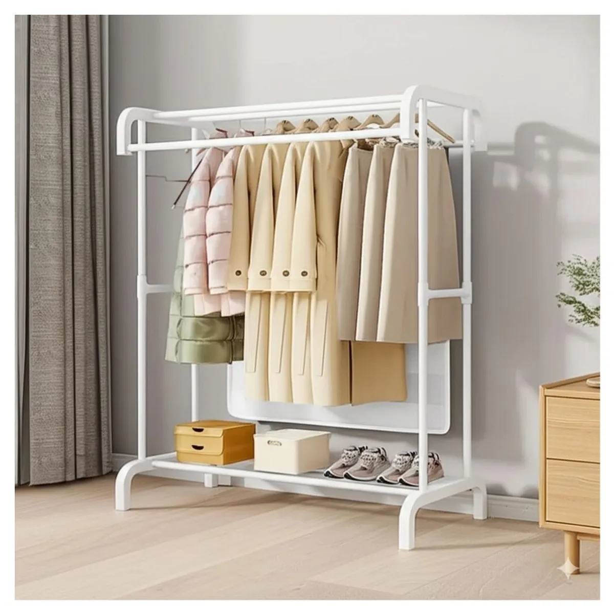 GENERICO - Colgador Organizador de Ropa de 4 barras 157x91x44cm - Blanco - M