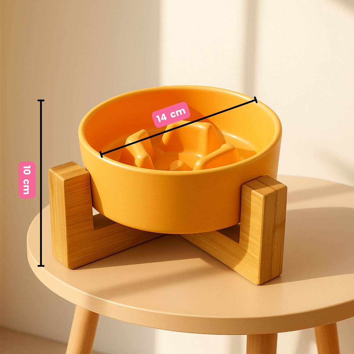 GENERICO - PetFeast Plato de Cerámica con Base de Madera para Mascotas