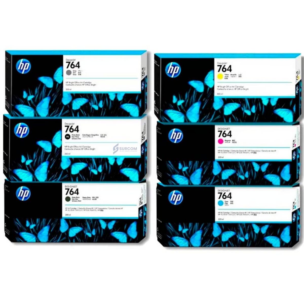 HP - Kit Tinta HP 764A Cyan Magenta Amarillo MateBlack PhotoBlack Gray