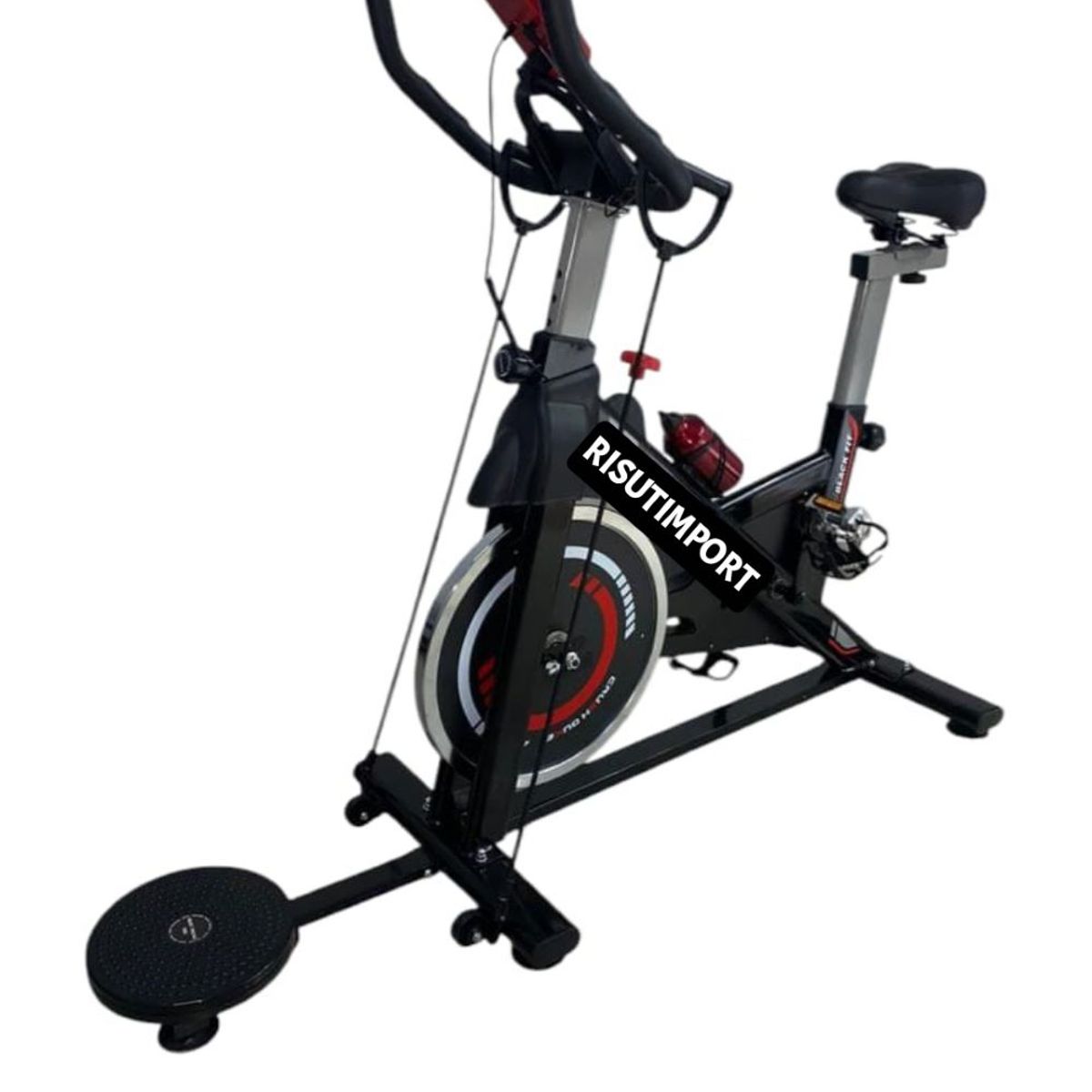 RISUTIMPORT - Bicicleta Spinning Volante De 15 Kg Con Ligas Y Disco