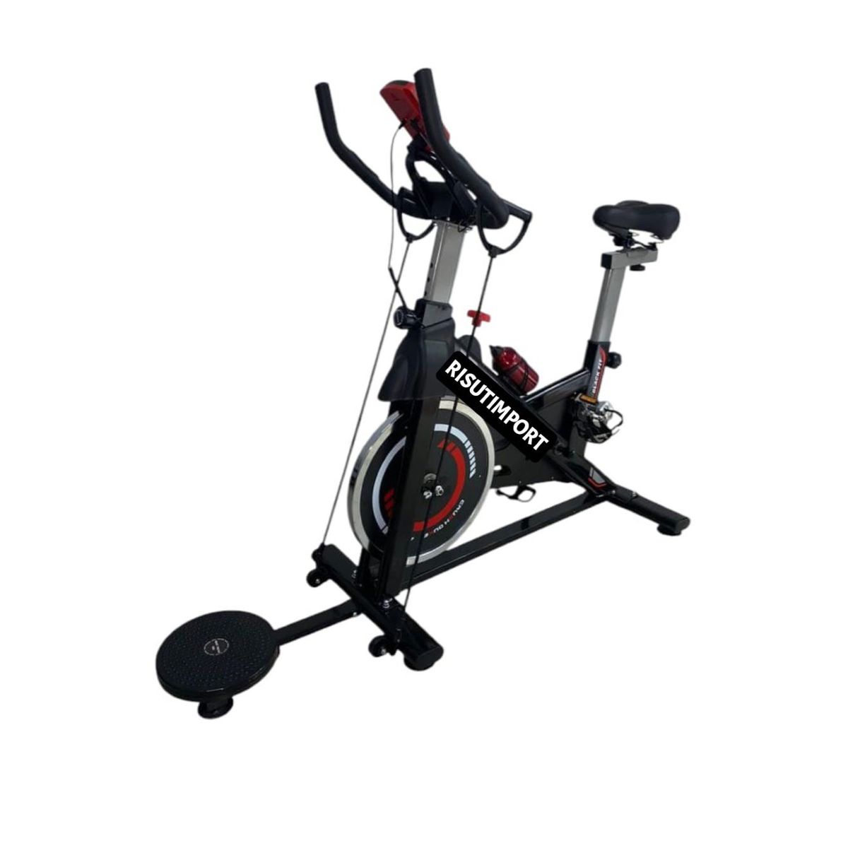 RISUTIMPORT - Bicicleta Spinning Volante De 15 Kg Con Ligas Y Disco