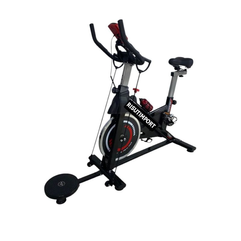RISUTIMPORT - Bicicleta Spinning Volante De 15 Kg Con Ligas Y Disco