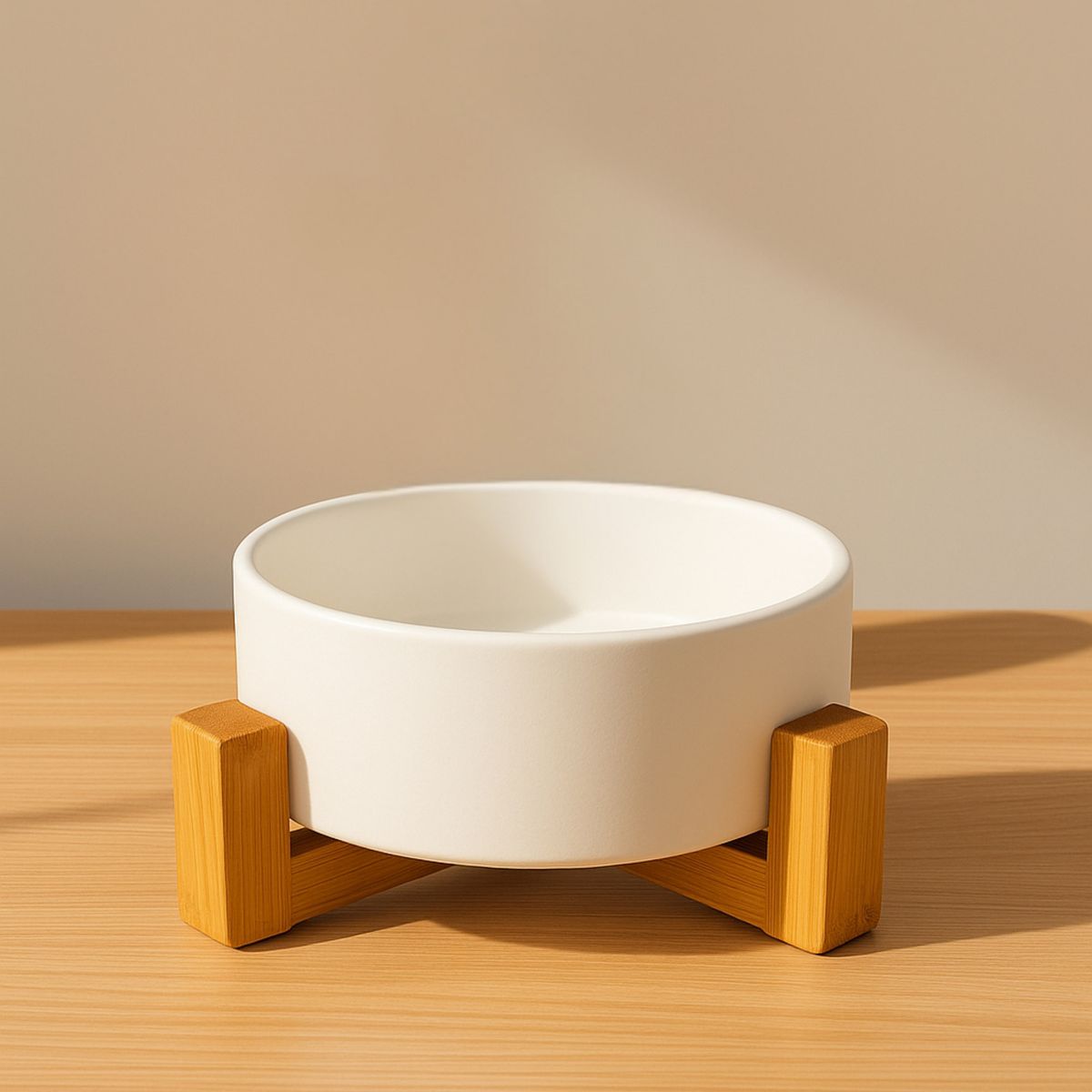 GENERICO - EcoPet Bowl Plato de Cerámica con Base de Madera