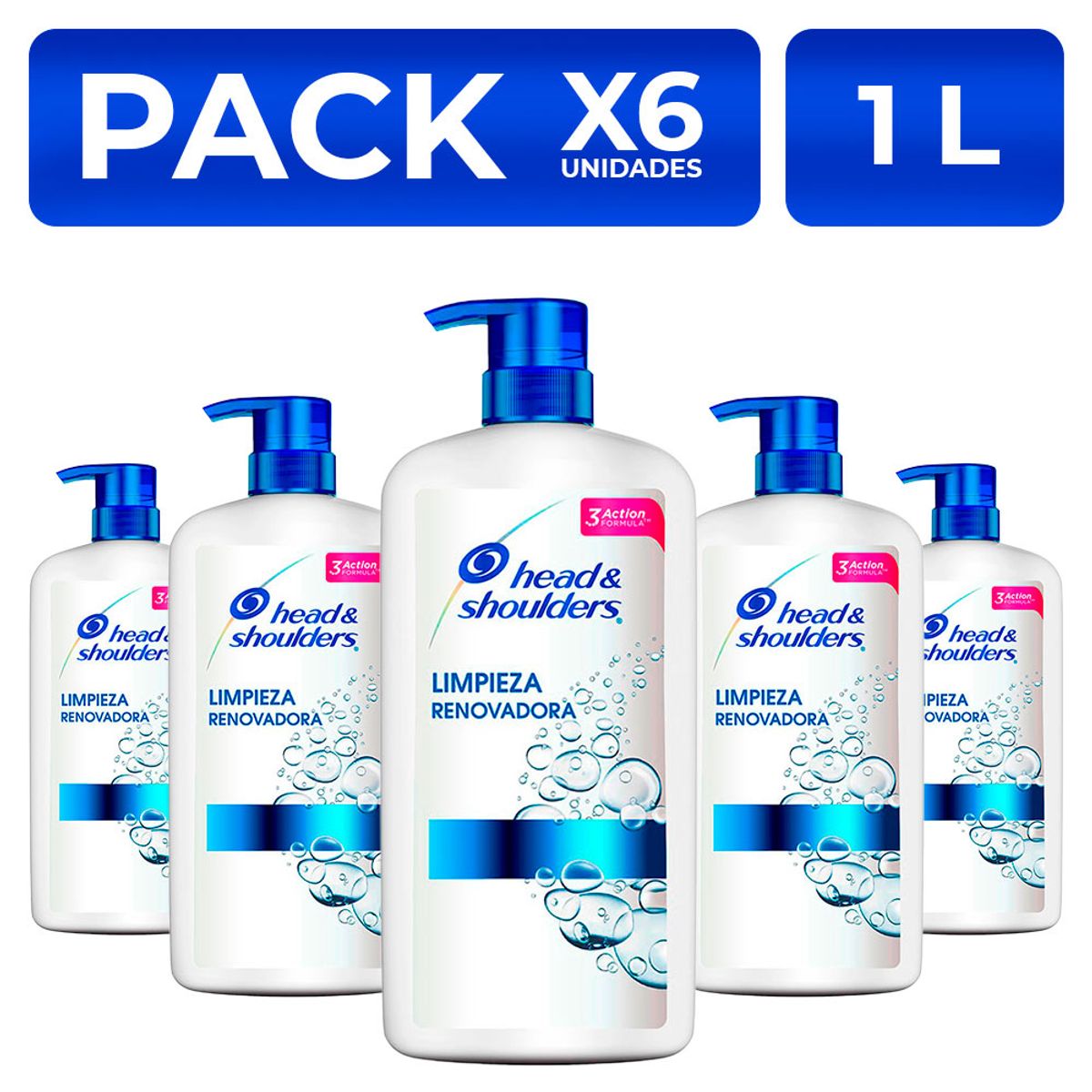 HEAD AND SHOULDERS - PackX6 Shampoo Head&Shoulders Limpieza Renovadora 1L