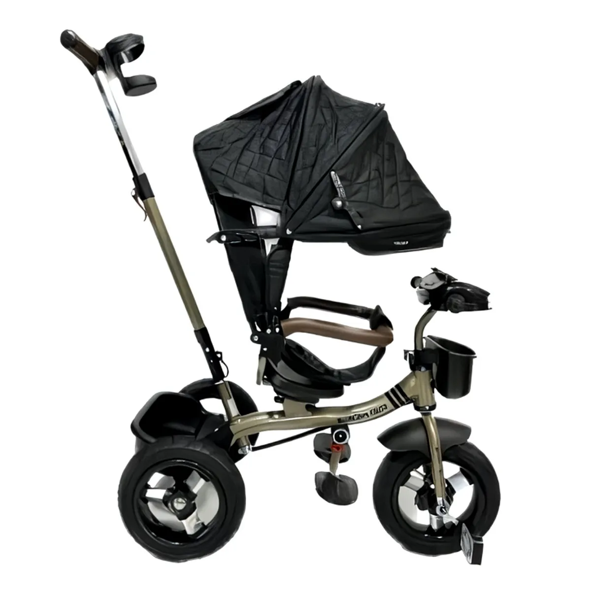 BABY KITS - Triciclo Guiador 5 en 1 FORT PREMIUM GOLD USB Negro