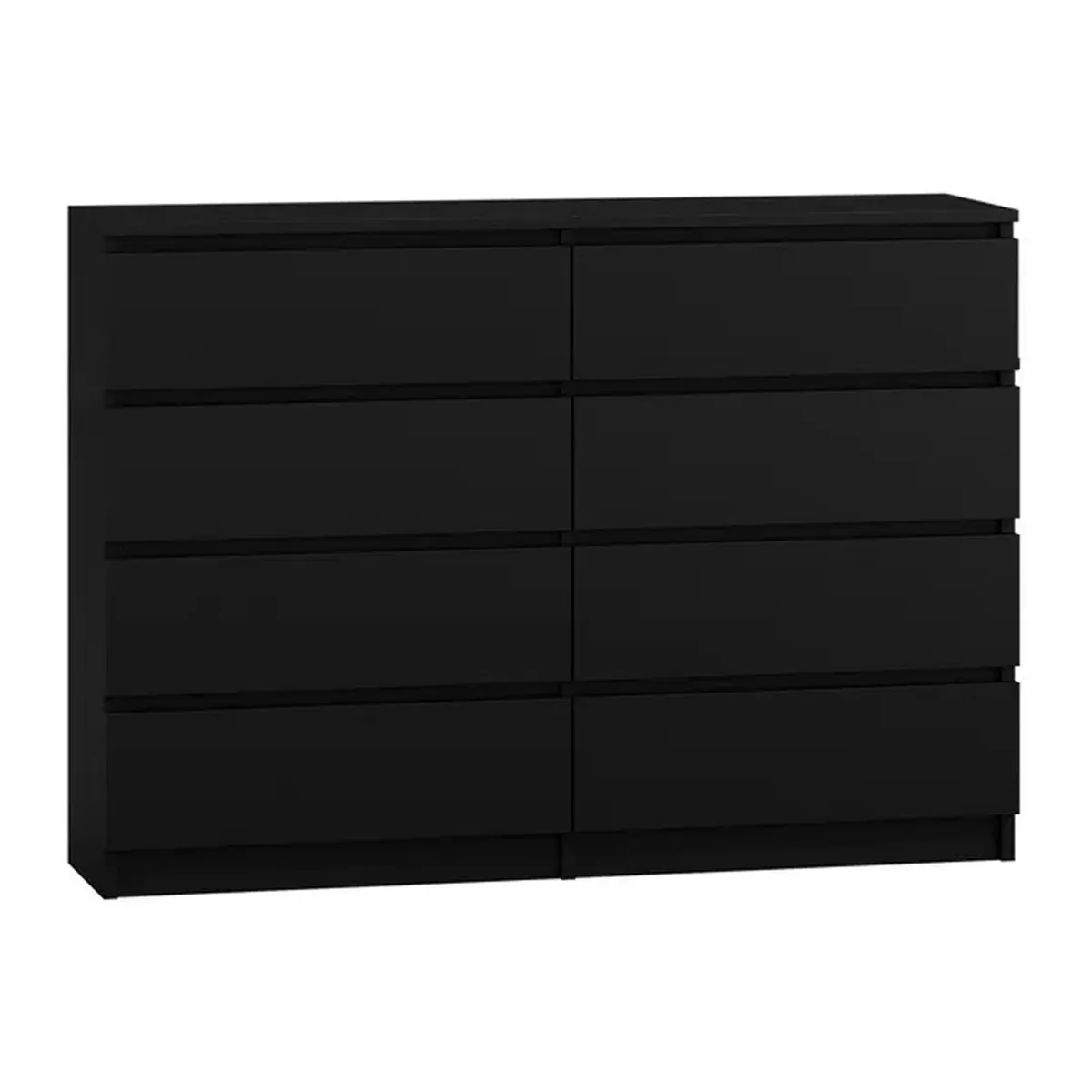 GENERICO - Comoda Melamina Negro 1.20m 8 Cajones