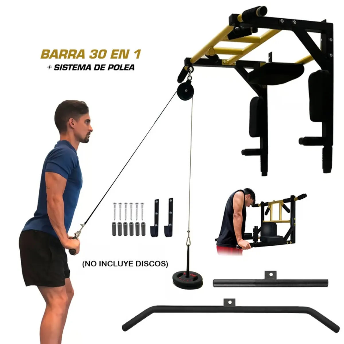 GENERICO - Barra Multifuncional 30 en 1  + Sistema de poleas