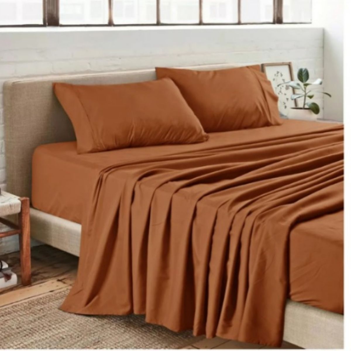 GENERICO - Sabanas De Algodón Bramante King marron